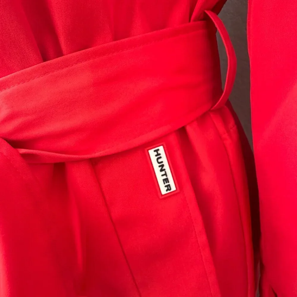 NWT HUNTER Red Chasseur Belted Insulated Hooded Long Trench Coat Small - Picture 12 of 16